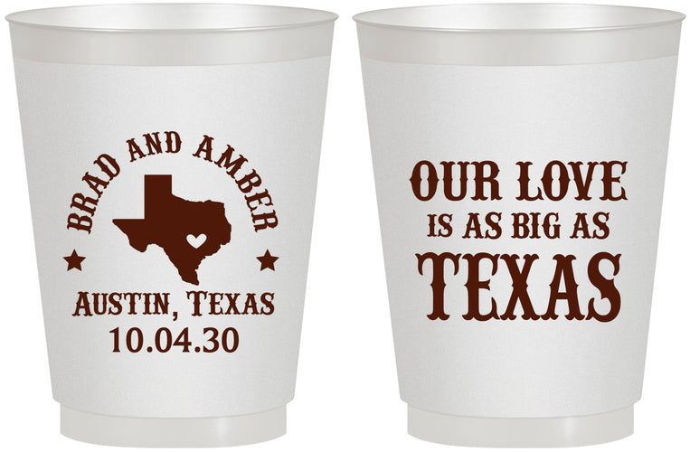 Personalized Wedding 16 oz Frosted Cups - Our Love Is As Big As Texas | 236