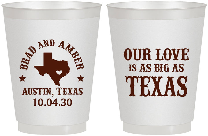 Personalized Wedding 16 oz Frosted Cups - Our Love Is As Big As Texas | 236