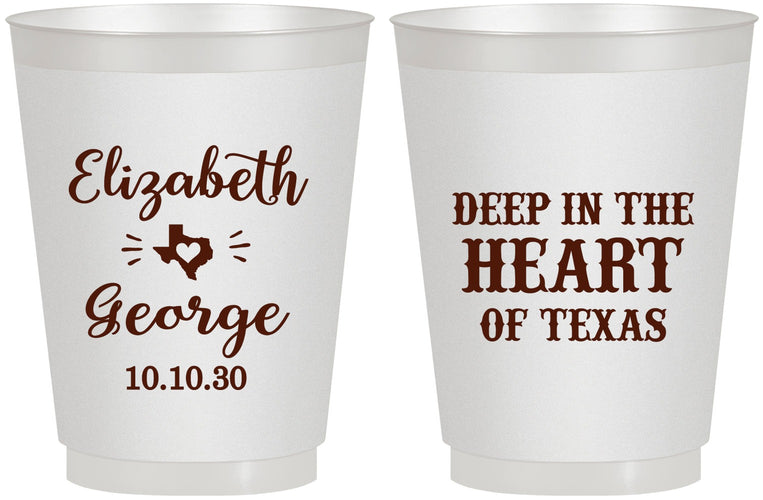 Personalized Wedding 16 oz Frosted Cups - Deep In The Heart Of Texas | 237