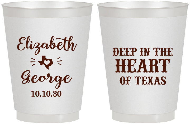 Personalized Wedding 16 oz Frosted Cups - Deep In The Heart Of Texas | 237
