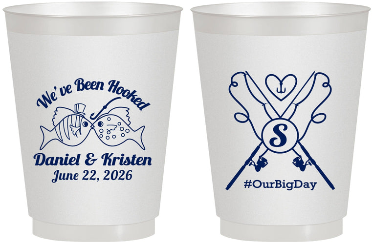 Personalized Wedding 16 oz Frosted Cups - Been Hooked Fishing | 238
