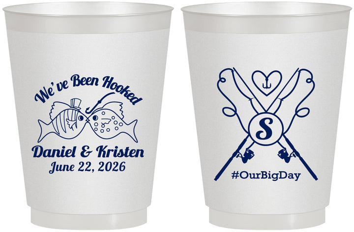 Personalized Wedding 16 oz Frosted Cups - Been Hooked Fishing | 238