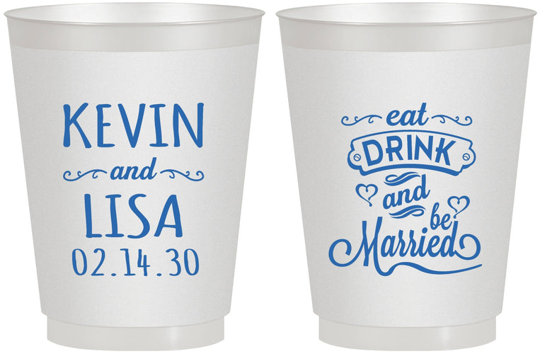 Personalized Wedding 16 oz Frosted Cups - Eat Drink Be Married | 239