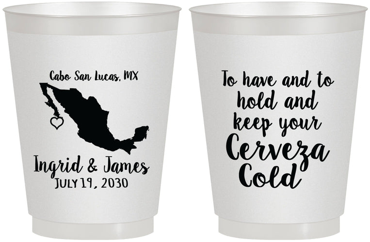 Personalized Wedding 16 oz Frosted Cups - Cerveza Mexico | 240
