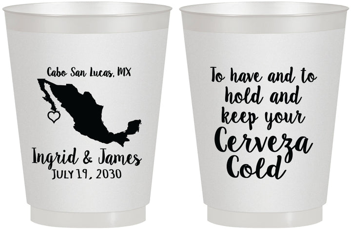 Personalized Wedding 16 oz Frosted Cups - Cerveza Mexico | 240