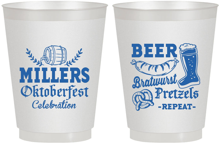 Personalized Oktoberfest 16 oz Frosted Cups - Bratwurst Pretzels | 240007