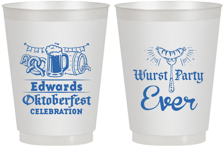 Personalized Oktoberfest 16 oz Frosted Cups - Wurst Party Ever | 240008