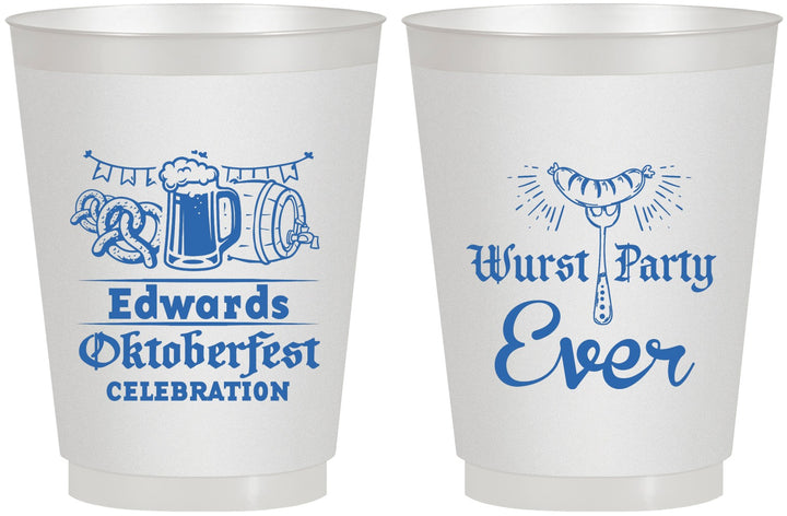 Personalized Oktoberfest 16 oz Frosted Cups - Wurst Party Ever | 240008
