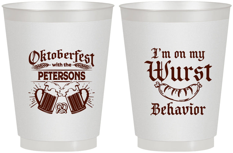 Personalized Oktoberfest 16 oz Frosted Cups - Wurst Behavior | 240010