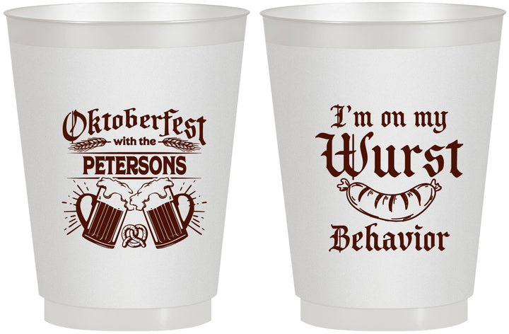 Personalized Oktoberfest 16 oz Frosted Cups - Wurst Behavior | 240010