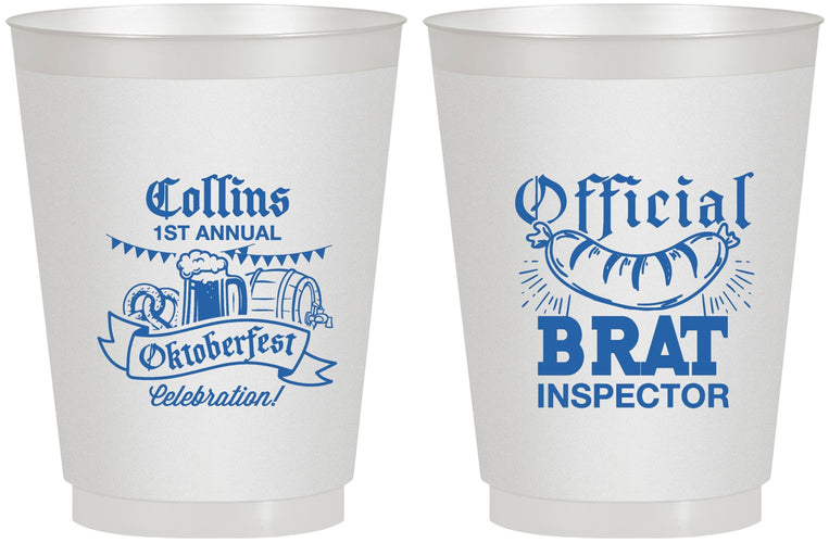 Personalized Oktoberfest 16 oz Frosted Cups - Brat Inspector | 240011