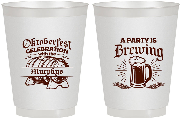 Personalized Oktoberfest 16 oz Frosted Cups - Beer Keg | 240014