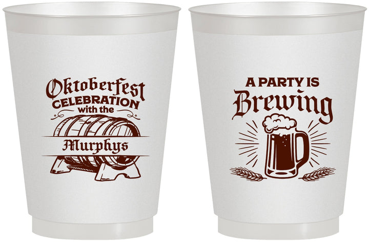 Personalized Oktoberfest 16 oz Frosted Cups - Beer Keg | 240014