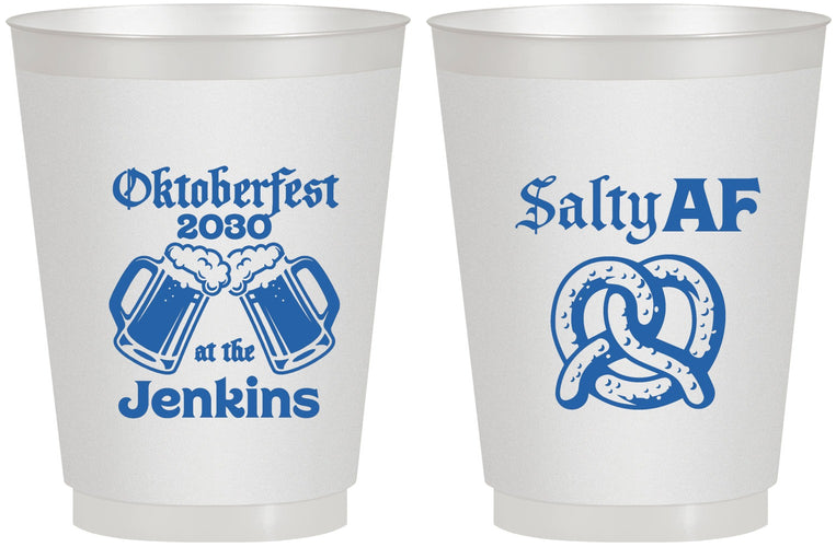 Personalized Oktoberfest 16 oz Frosted Cups - Pretzel Salty Af | 240015