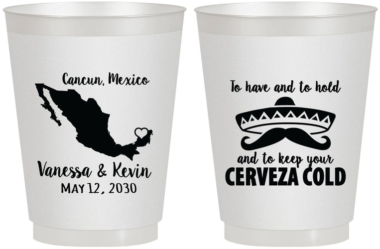 Personalized Wedding 16 oz Frosted Cups - Cerveza Mexico | 241