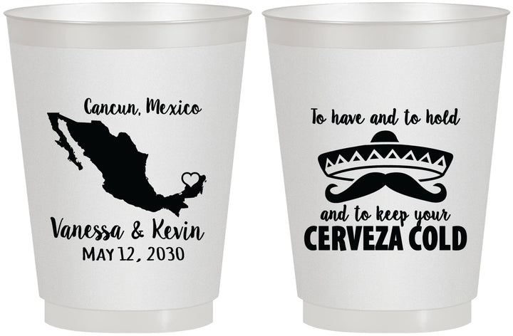 Personalized Wedding 16 oz Frosted Cups - Cerveza Mexico | 241