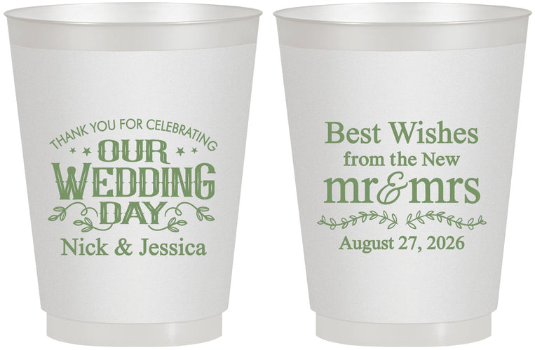 Personalized Wedding 16 oz Frosted Cups - Best Wishes Mr And Mrs | 242