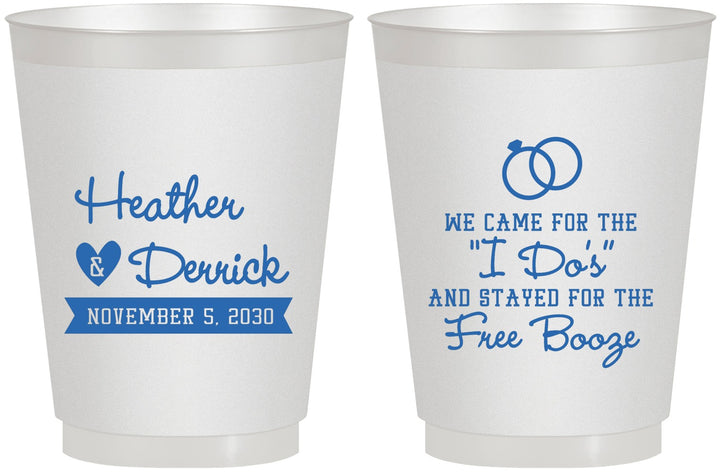 Personalized Wedding 16 oz Frosted Cups - I Do Free Booze | 243