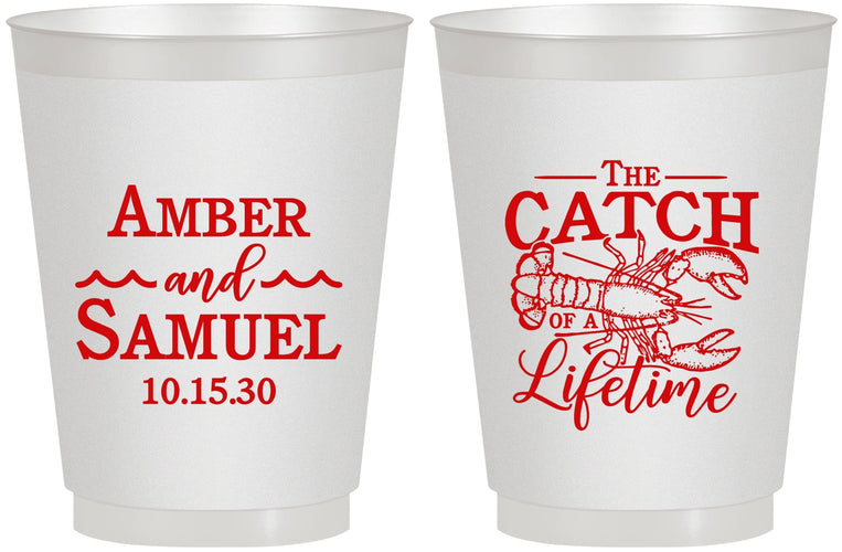 Personalized Wedding 16 oz Frosted Cups - Catch Of A Lifetime Lobster | 245