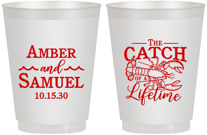 Personalized Wedding 16 oz Frosted Cups - Catch Of A Lifetime Lobster | 245