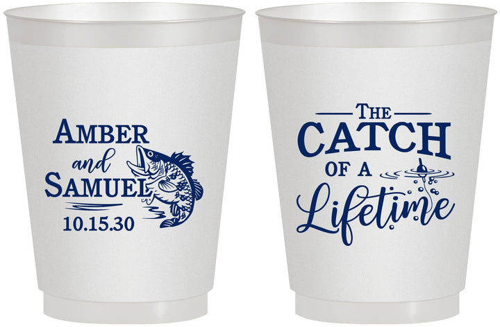 Personalized Wedding 16 oz Frosted Cups - Catch Of A Lifetime Fish | 246
