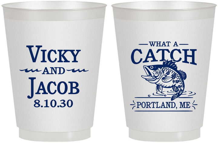 Personalized Wedding 16 oz Frosted Cups - What A Catch Fish | 247