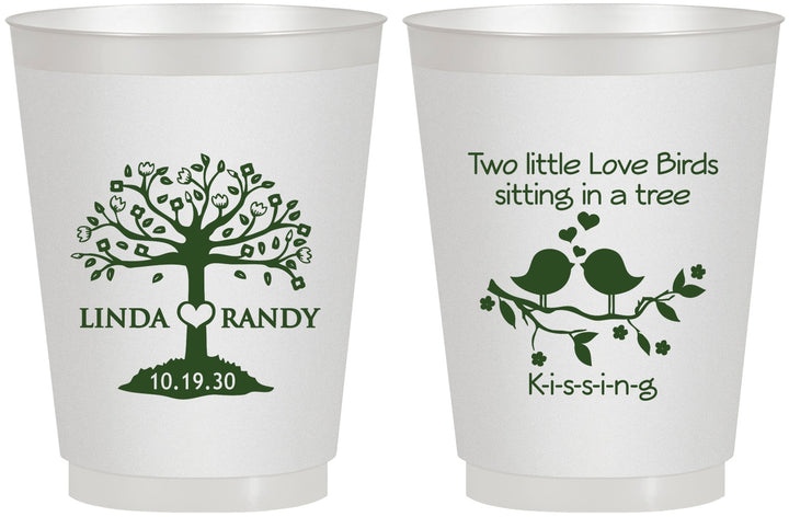 Personalized Wedding 16 oz Frosted Cups - Two Little Love Birds | 249