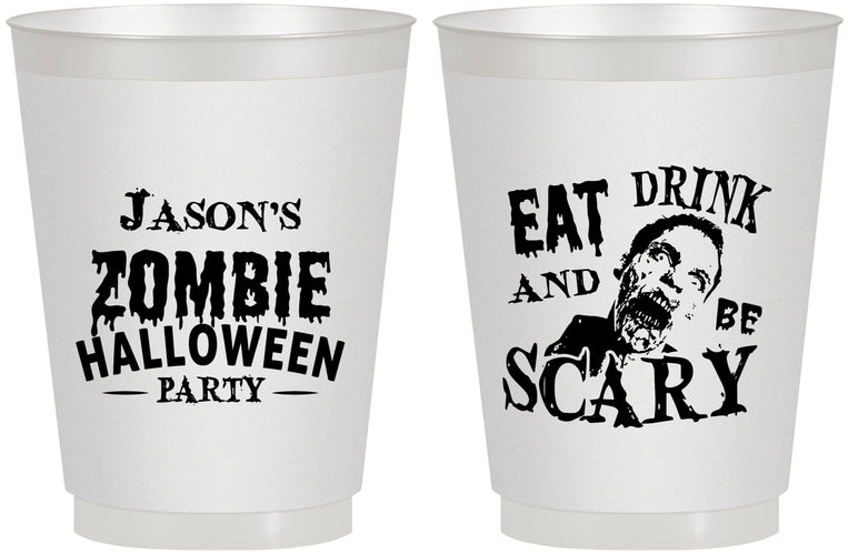 Personalized Halloween 16 oz Frosted Cups - Eat Drink Be Scary | 250003