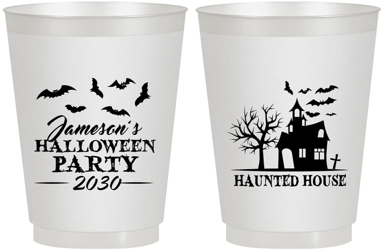 Personalized Halloween 16 oz Frosted Cups - Haunted House | 250006
