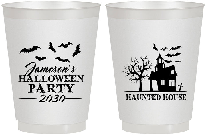 Personalized Halloween 16 oz Frosted Cups - Haunted House | 250006