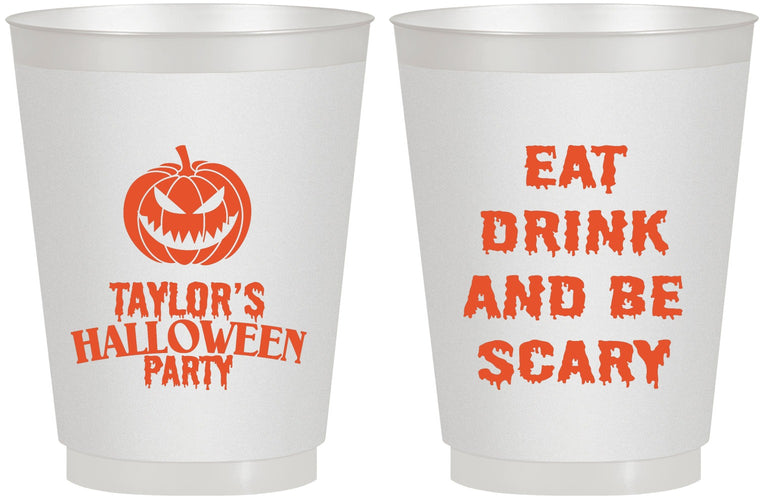 Personalized Halloween 16 oz Frosted Cups - Scary Pumpkin | 250008