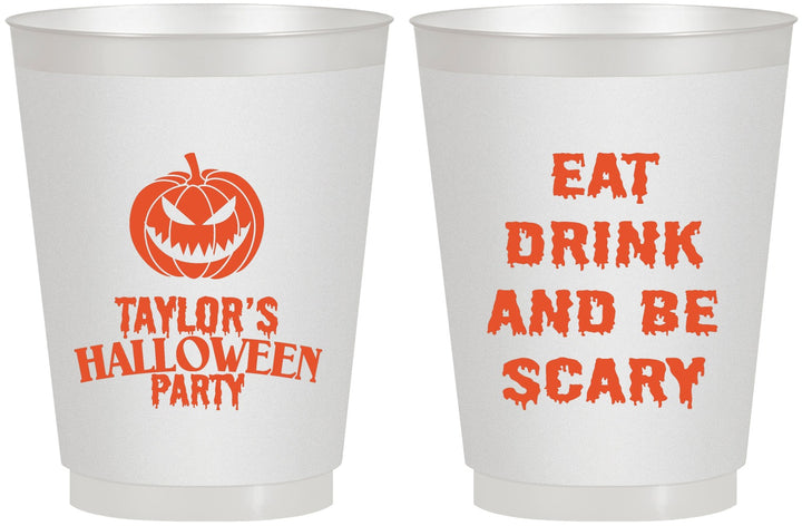 Personalized Halloween 16 oz Frosted Cups - Scary Pumpkin | 250008