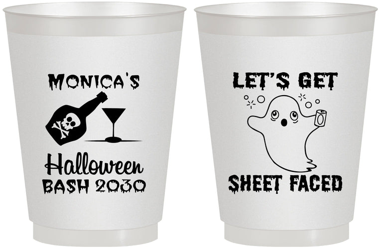 Personalized Halloween 16 oz Frosted Cups - Ghost Sheet Faced | 250009