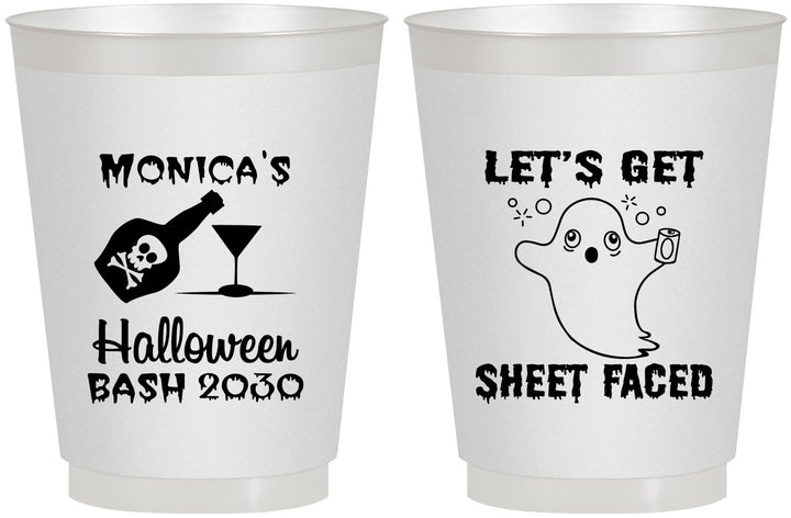 Personalized Halloween 16 oz Frosted Cups - Ghost Sheet Faced | 250009