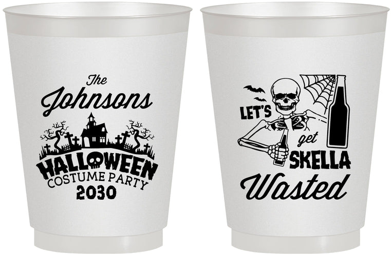 Personalized Halloween 16 oz Frosted Cups - Skellawasted Skeleton | 250014