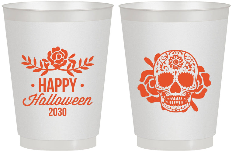 Personalized Halloween 16 oz Frosted Cups - Sugar Skull | 250020