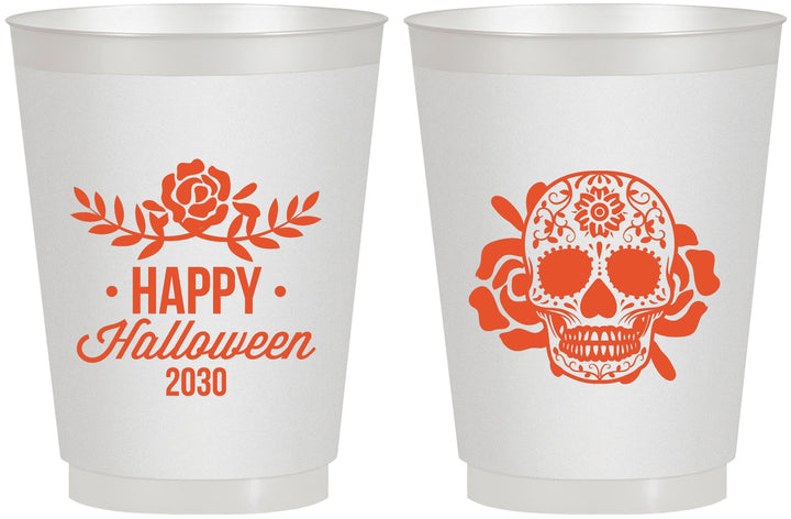 Personalized Halloween 16 oz Frosted Cups - Sugar Skull | 250020