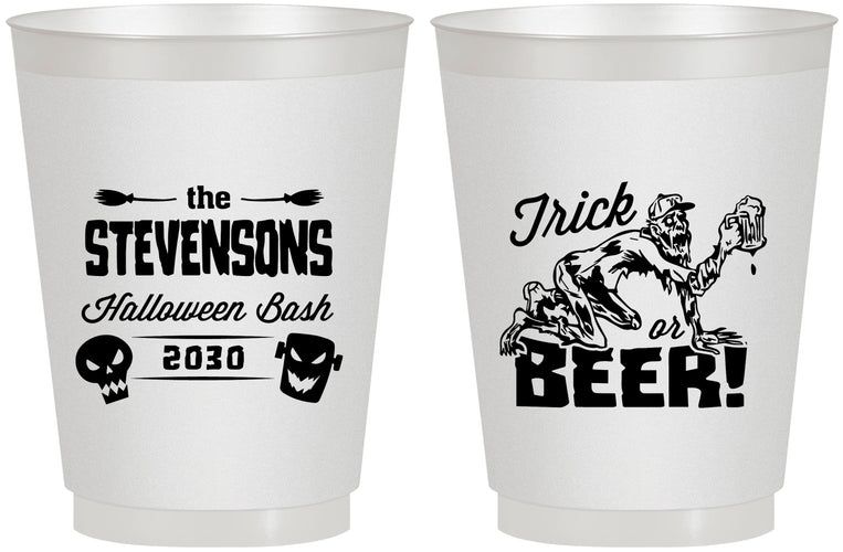 Personalized Halloween 16 oz Frosted Cups - Trick Or Beer | 250021
