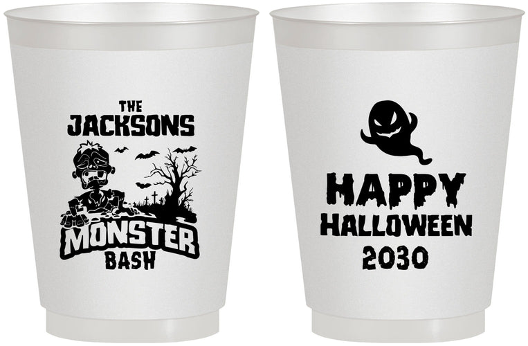 Personalized Halloween 16 oz Frosted Cups - Ghost Monster | 250022