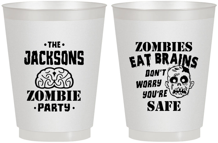 Personalized Halloween 16 oz Frosted Cups - Zombie Brain | 250026