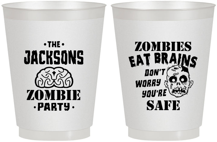 Personalized Halloween 16 oz Frosted Cups - Zombie Brain | 250026