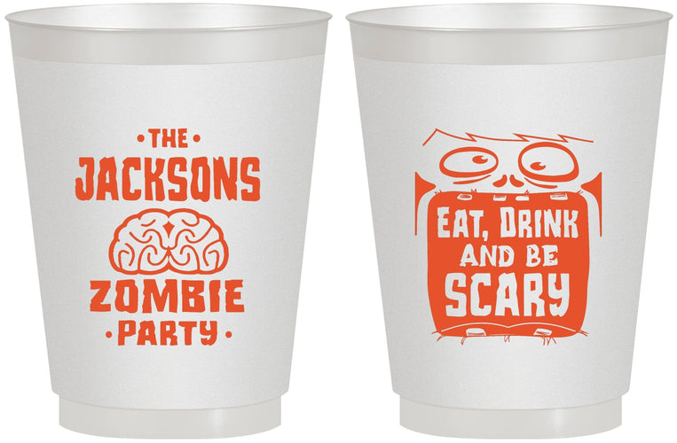 Personalized Halloween 16 oz Frosted Cups - Eat Drink Be Scary | 250028