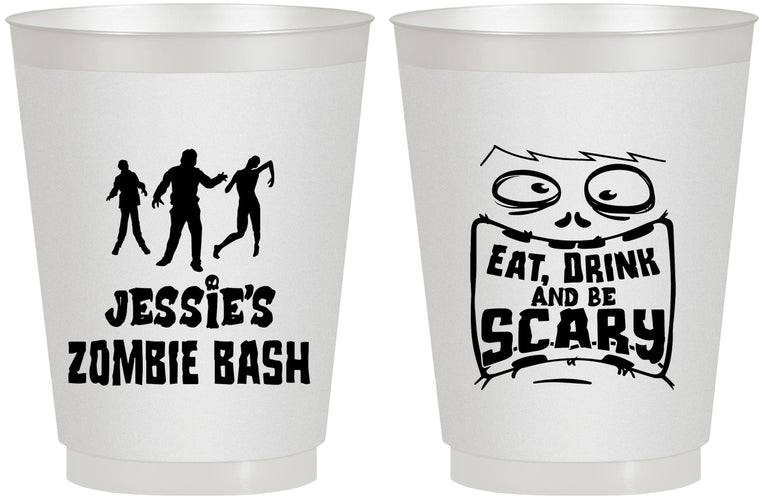 Personalized Halloween 16 oz Frosted Cups - Eat Drink Be Scary | 250029