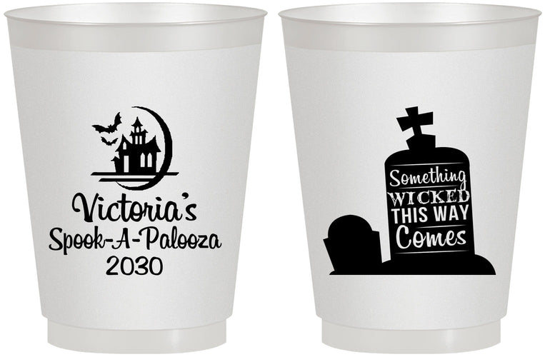 Personalized Halloween 16 oz Frosted Cups - Haunted House | 250031