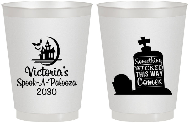 Personalized Halloween 16 oz Frosted Cups - Haunted House | 250031