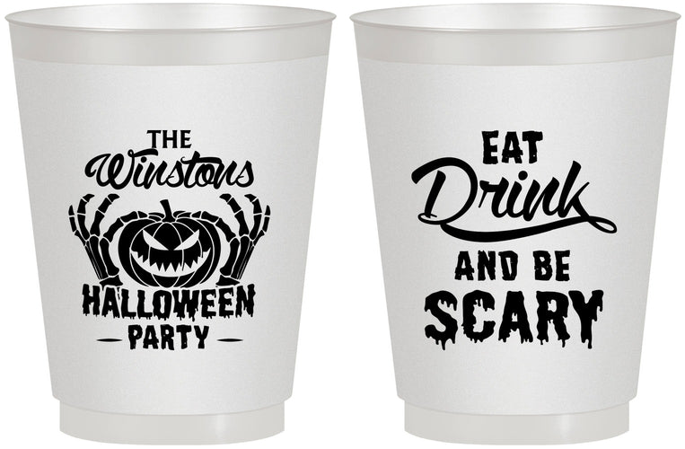 Personalized Halloween 16 oz Frosted Cups - Eat Drink Be Scary | 250033