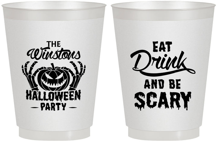 Personalized Halloween 16 oz Frosted Cups - Eat Drink Be Scary | 250033