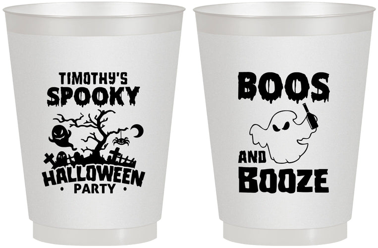 Personalized Halloween 16 oz Frosted Cups - Boos And Booze | 250041