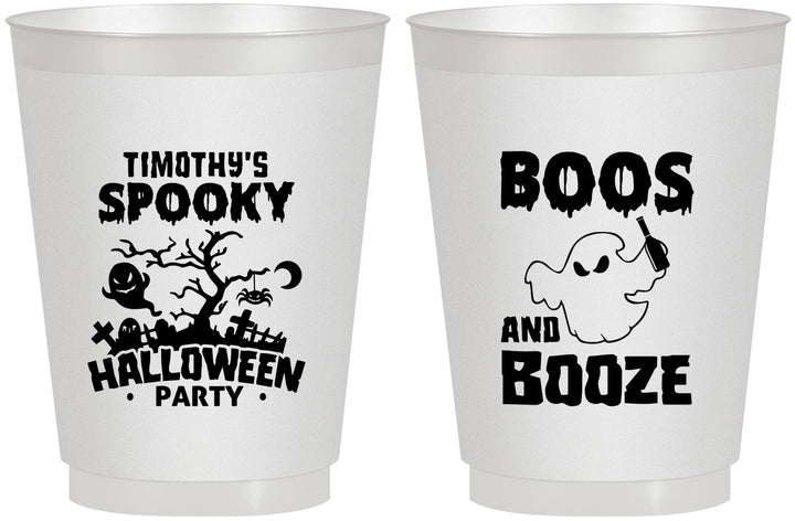Personalized Halloween 16 oz Frosted Cups - Boos And Booze | 250041