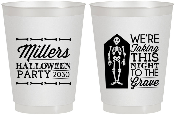 Personalized Halloween 16 oz Frosted Cups - Skeleton | 250051